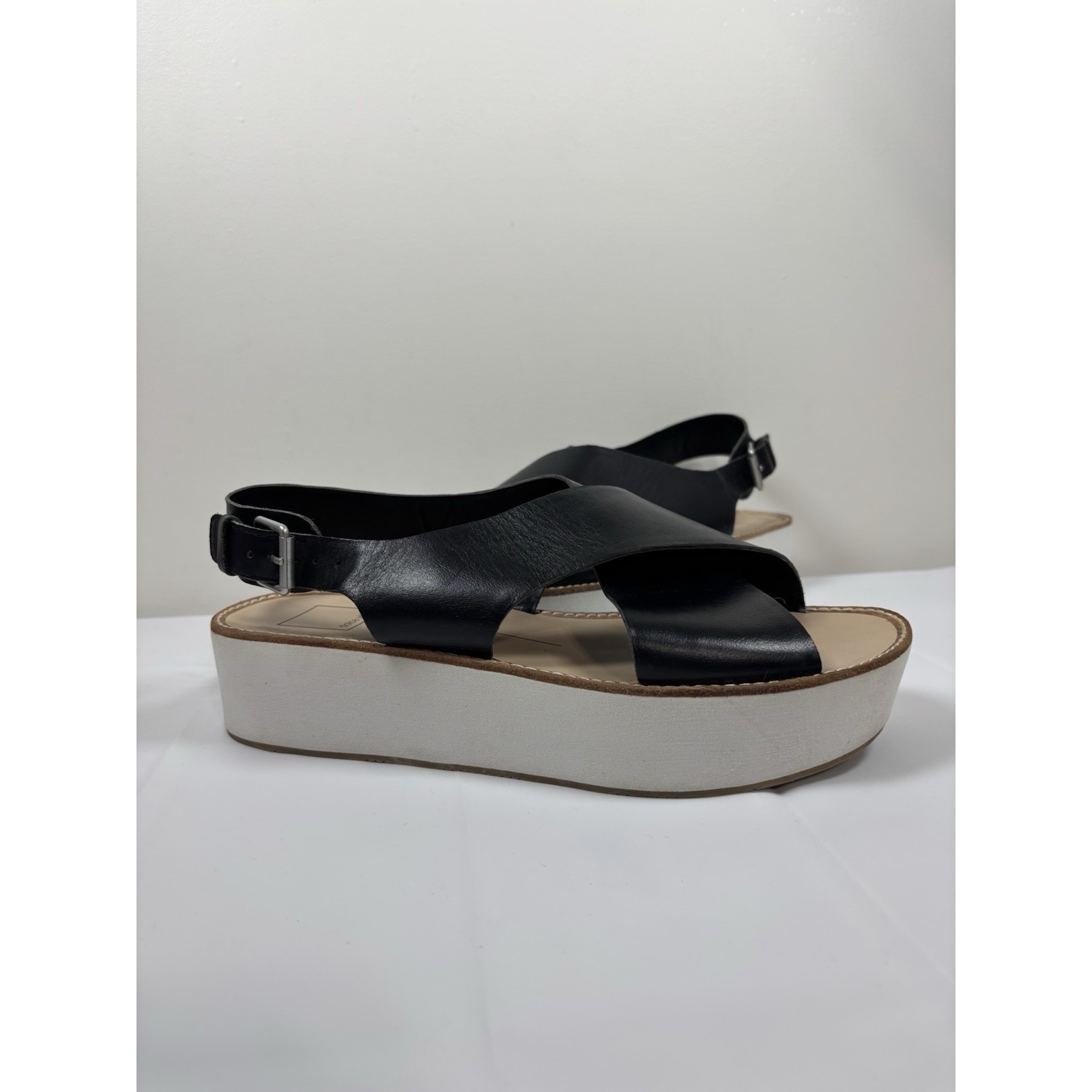Dolce Vita Womens Ziggie Sandal 8.5 Black Leather Platform Chunky Comfort Shoes